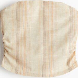NWT- Beige-Striped Gathered Corset-style Top, Medium